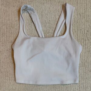 Alo ribbed white crop top with built in bra size medium